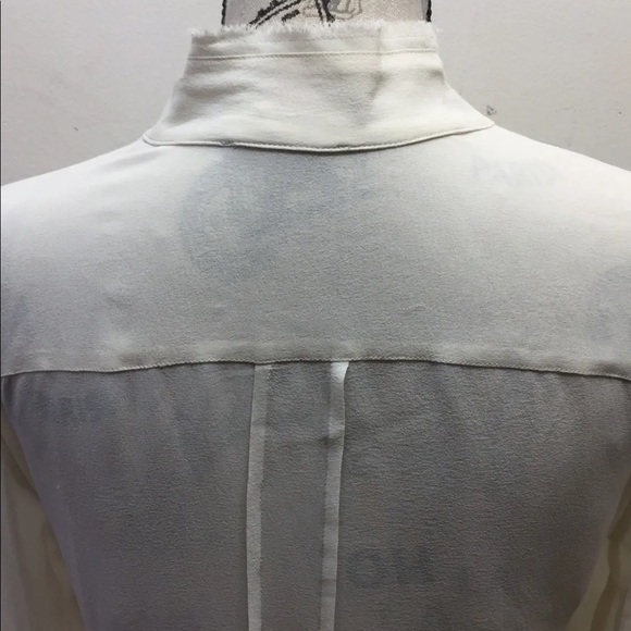 Hugo Boss Orange Women Long Sleeve Blouse Cream Distress Collar Light Sillouette - Picture 7 of 12